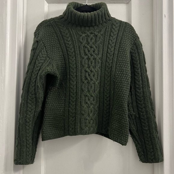 Paul James Sweaters - Paul James Cable Turtleneck Sweater, olive green size Medium